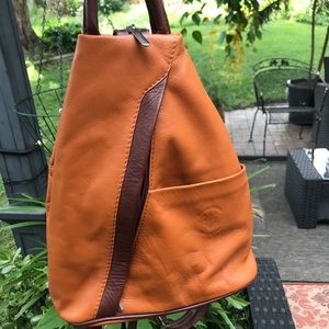 Leather mini backpack
